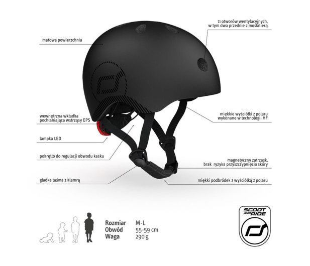 Scoot & Ride Kask ochronny M-L dla starszych dzieci i nastolatków Black - 1471325 - zdjęcie 5